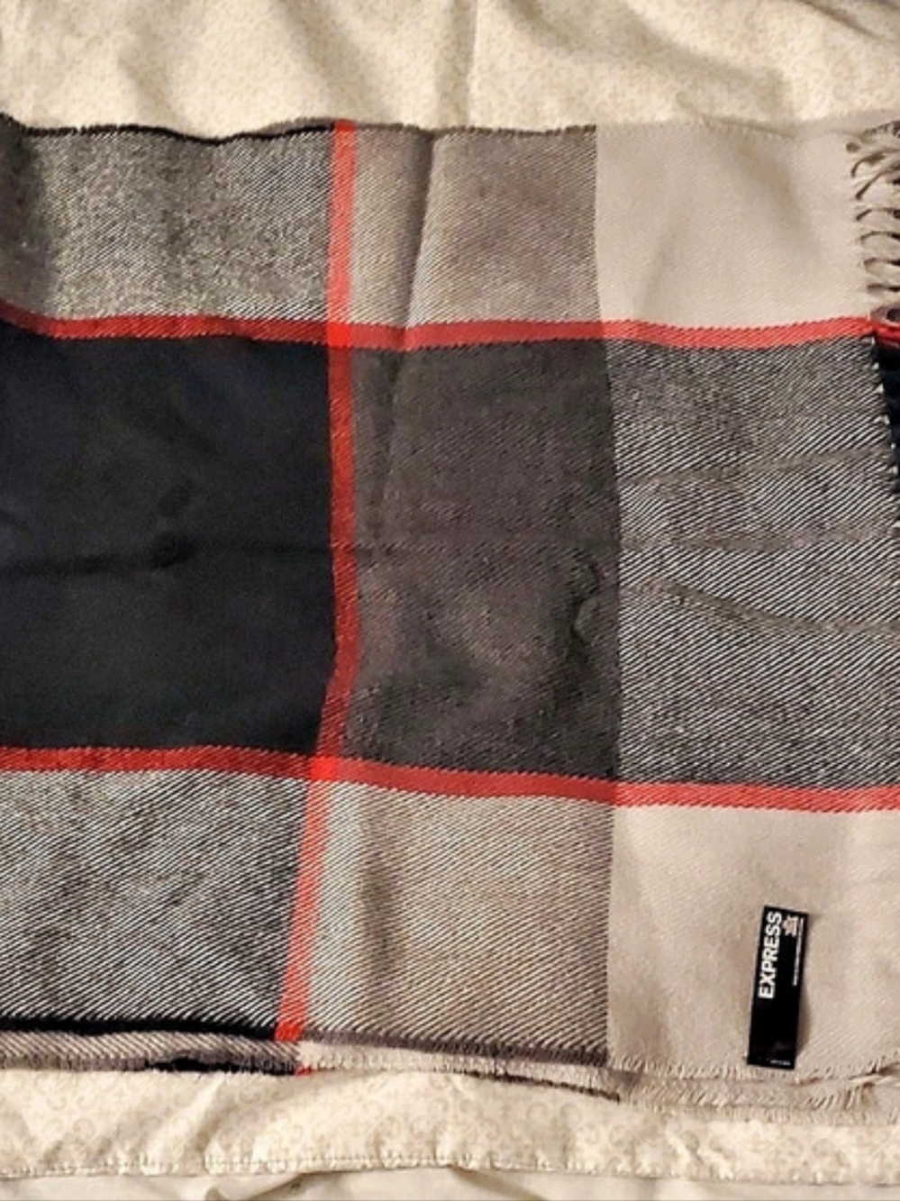 Express Plaid Blanket Scarf Gray & Black
